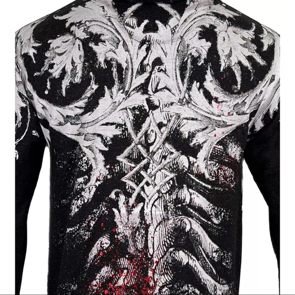 Xtreme Couture by Affliction Men's Hoodie Persimmon Heavyweight Hood Biker - Picture 6 of 8